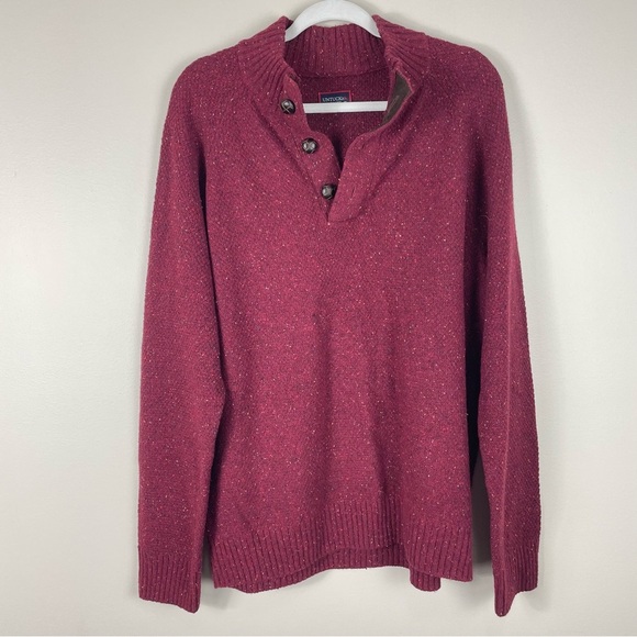 UNTUCKit Sweater Mens XL Vangone Button Neck Donegal Pullover Red Maroon - Picture 1 of 8